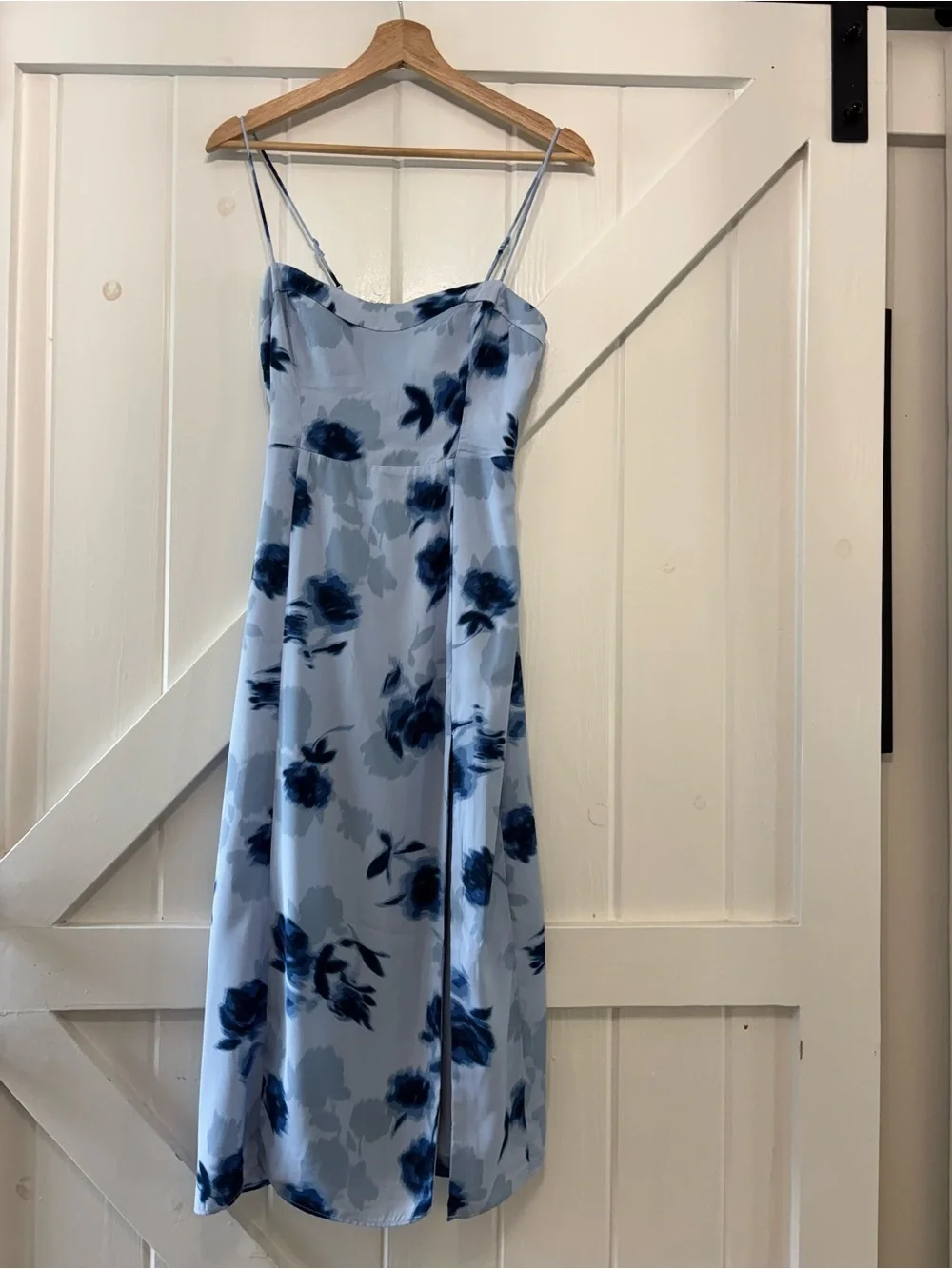 Abercrombie &Fitch Camille Midi Blue Floral Satin Slip Dress Small Petite NWT